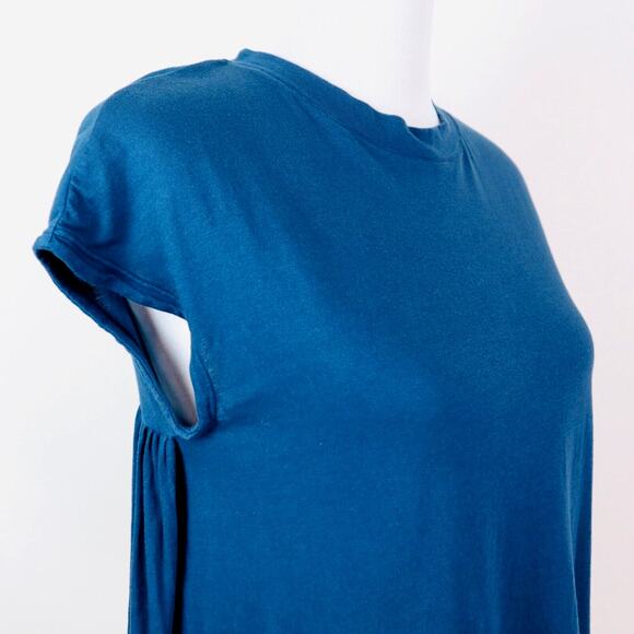 Lou & Grey Size XS Cotton Jersey Knit Tee Cap Sleeve Crew Neck Blue - Picture 6 of 9